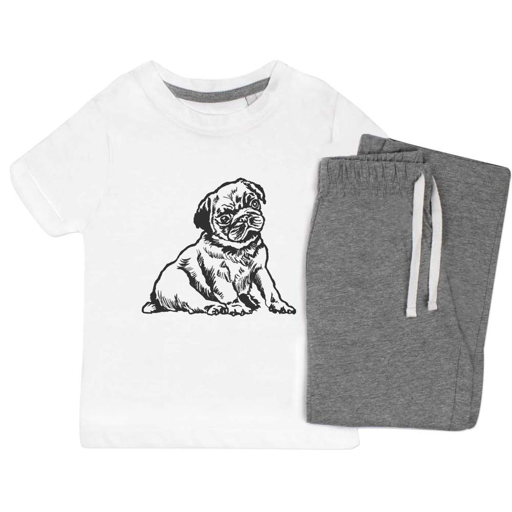'Pug Puppy' Kids Nightwear / Pyjama Set (KP019699)