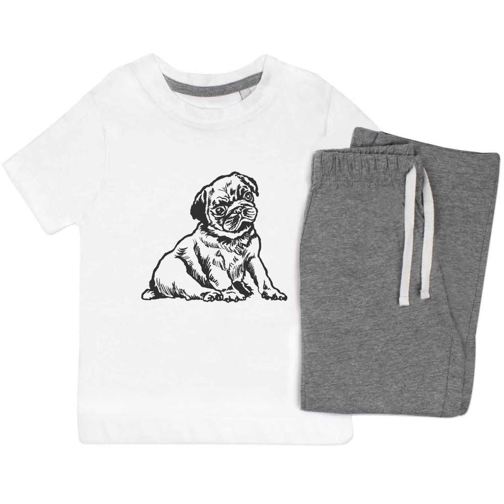'Pug Puppy' Kids Nightwear / Pyjama Set (KP019699)