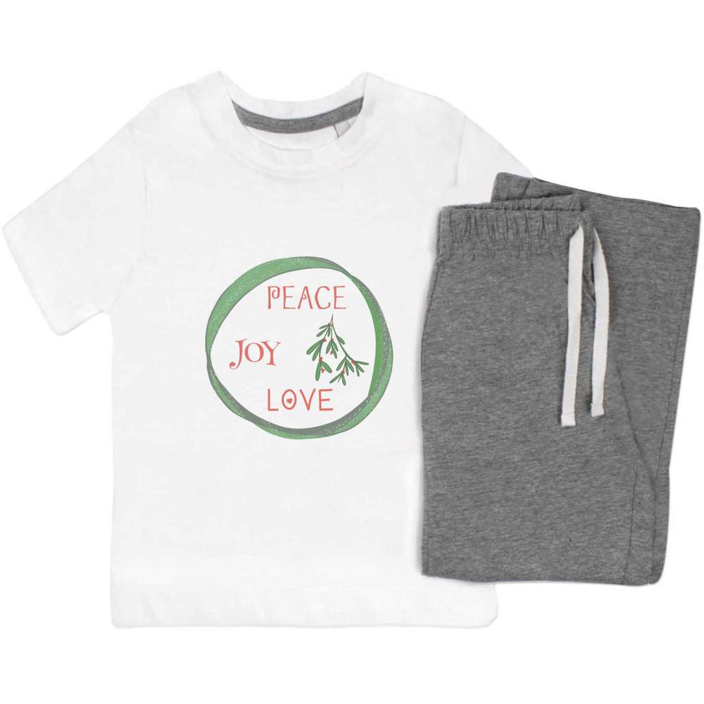 'Peace Joy Love' Kids Nightwear / Pyjama Set (KP042843)