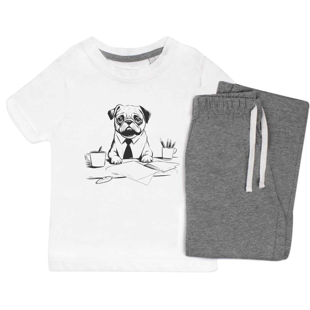 'Working Pug ' Kids Nightwear / Pyjama Set (KP043612)