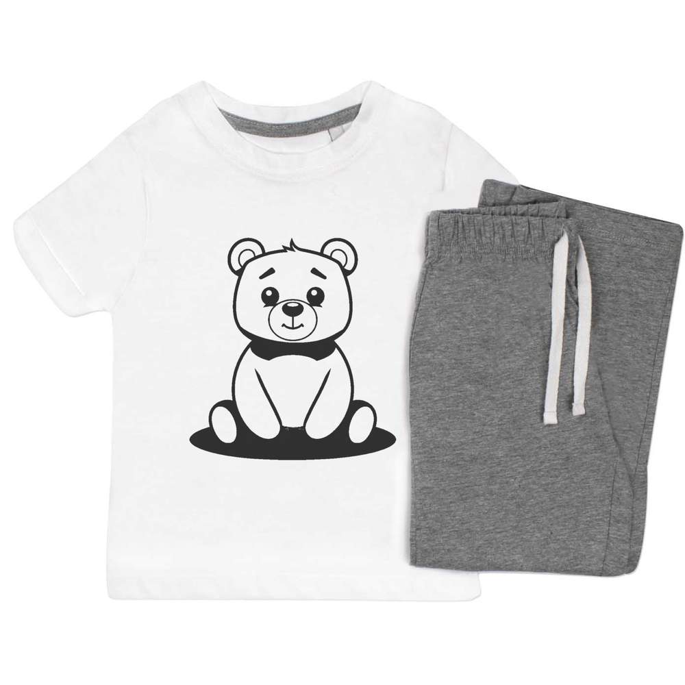 'Cute Bear Sitting ' Kids Nightwear / Pyjama Set (KP045808)
