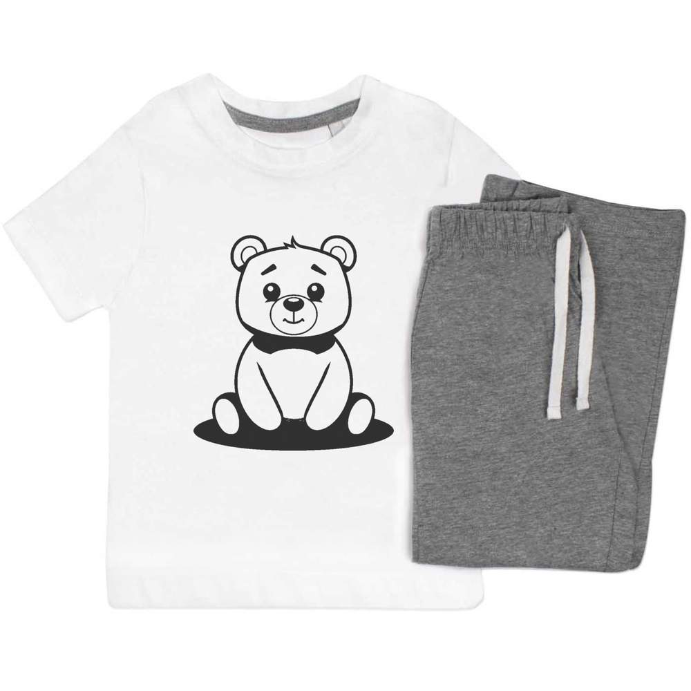 'Cute Bear Sitting ' Kids Nightwear / Pyjama Set (KP045808)