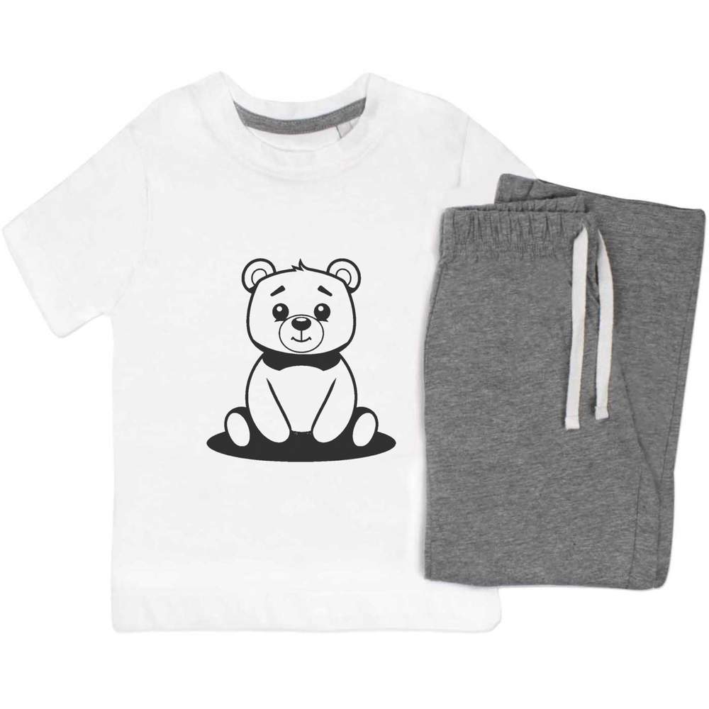 'Cute Bear Sitting ' Kids Nightwear / Pyjama Set (KP045808)