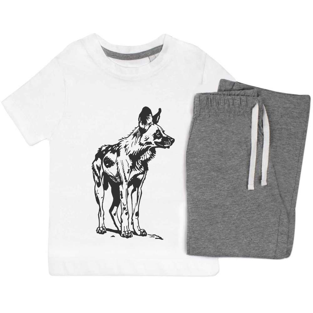 'African Wild Dog' Kids Nightwear / Pyjama Set (KP045985)