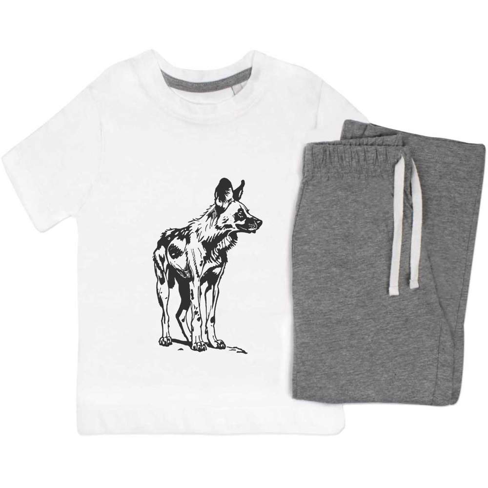 'African Wild Dog' Kids Nightwear / Pyjama Set (KP045985)
