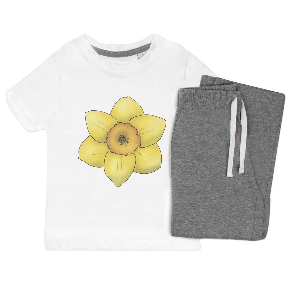 'Daffodil Flower Close Up' Kids Nightwear / Pyjama Set (KP046476)