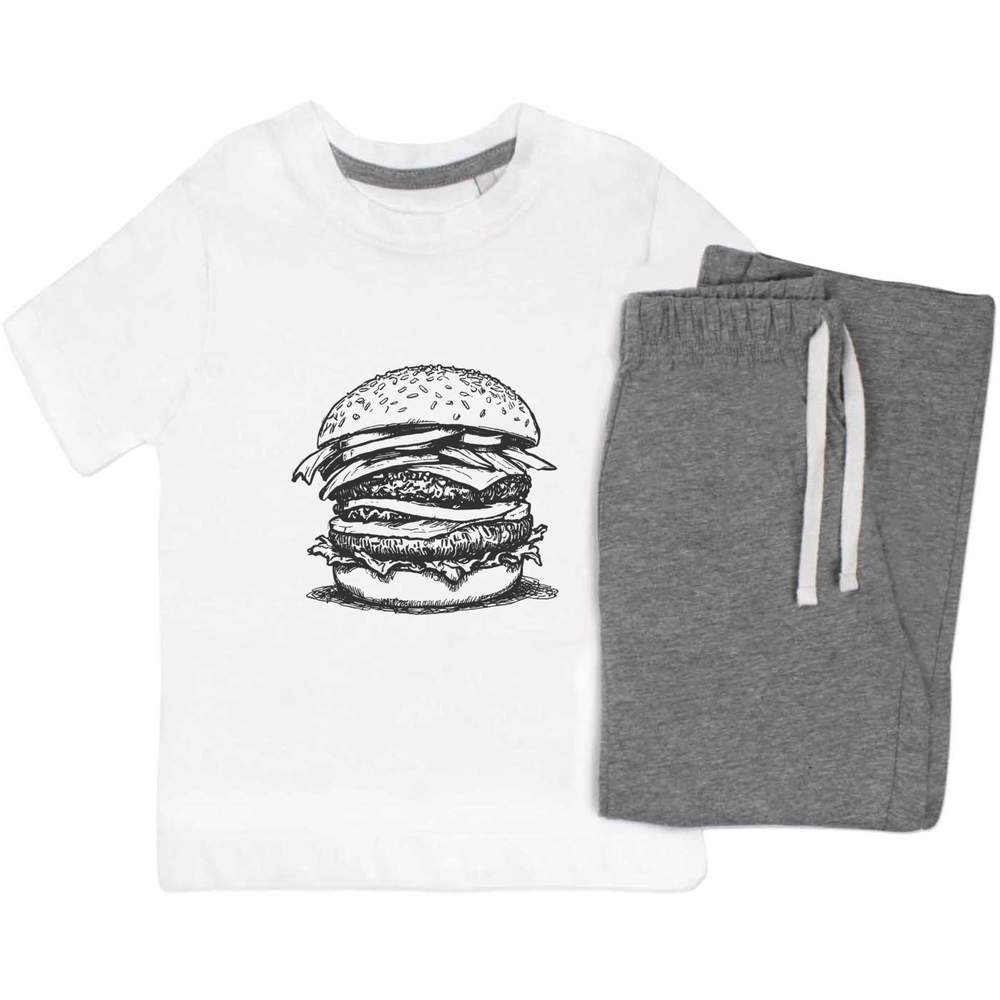 'Stacked Burger' Kids Nightwear / Pyjama Set (KP048534)