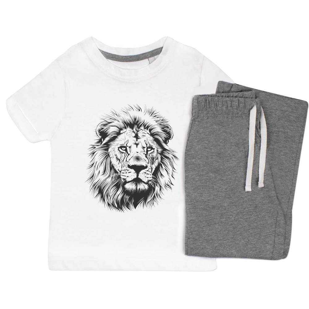 'Lion Portrait' Kids Nightwear / Pyjama Set (KP048922)