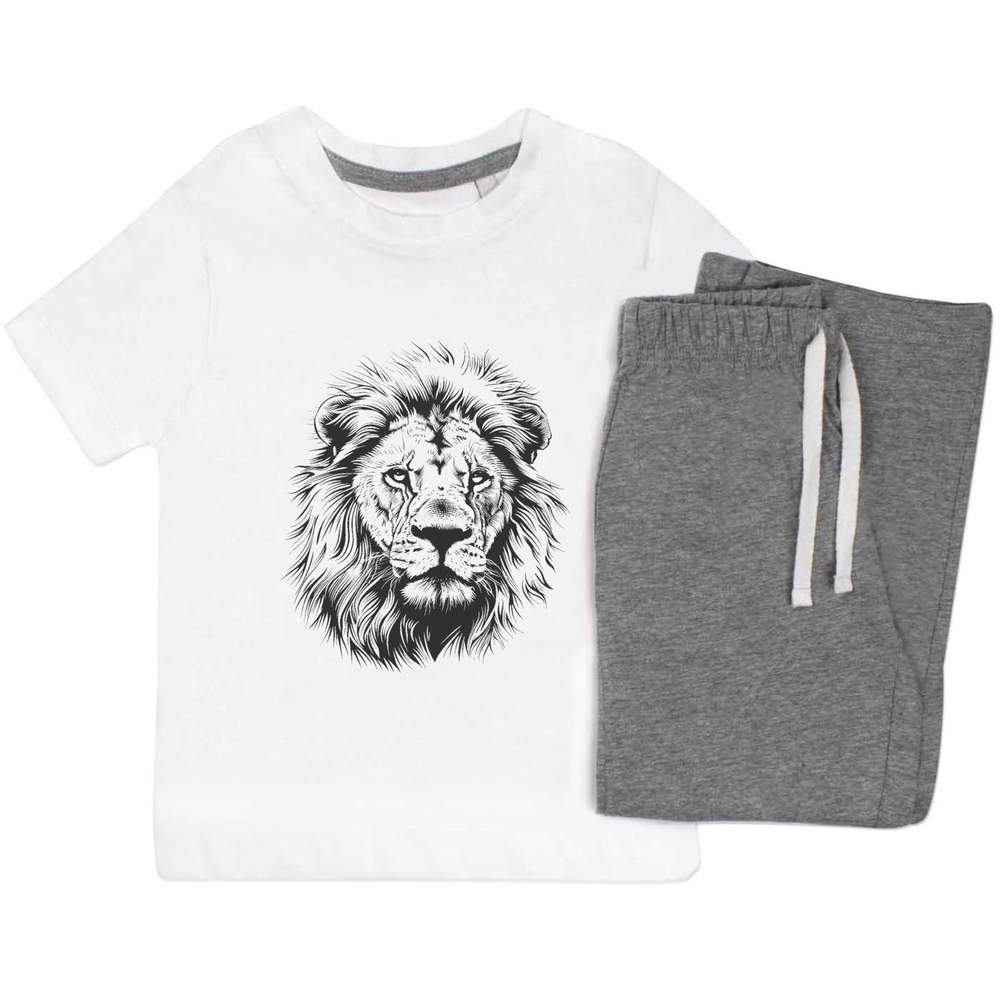 'Lion Portrait' Kids Nightwear / Pyjama Set (KP048922)
