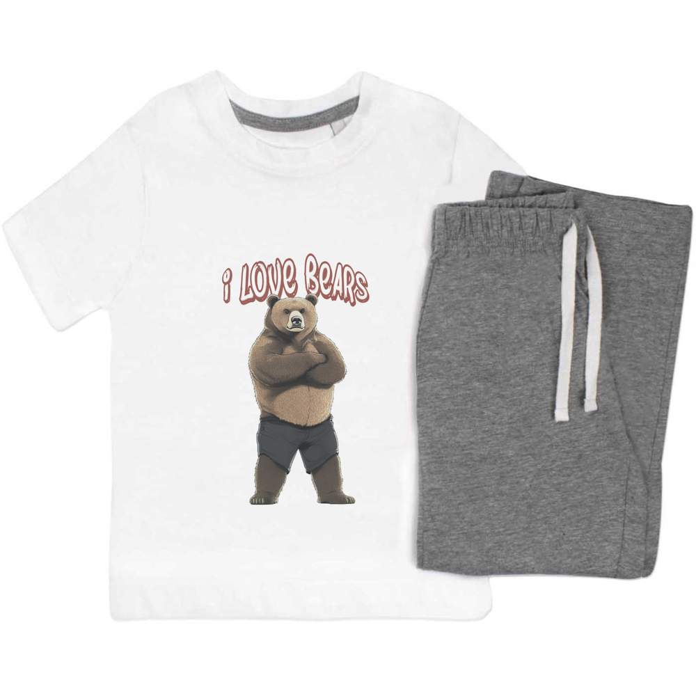 'I Love Bears Bear Standing' Kids Nightwear / Pyjama Set (KP049899)