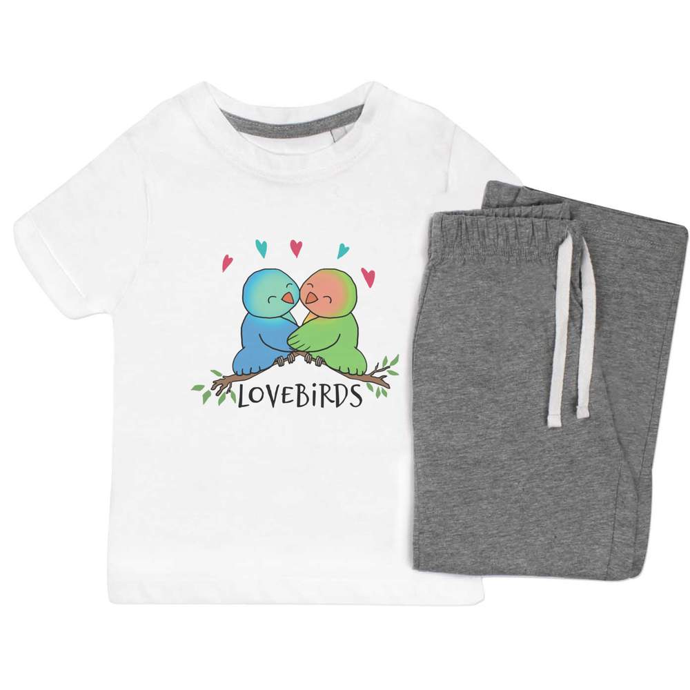 'Lovebirds Hugging' Kids Nightwear / Pyjama Set (KP052183)