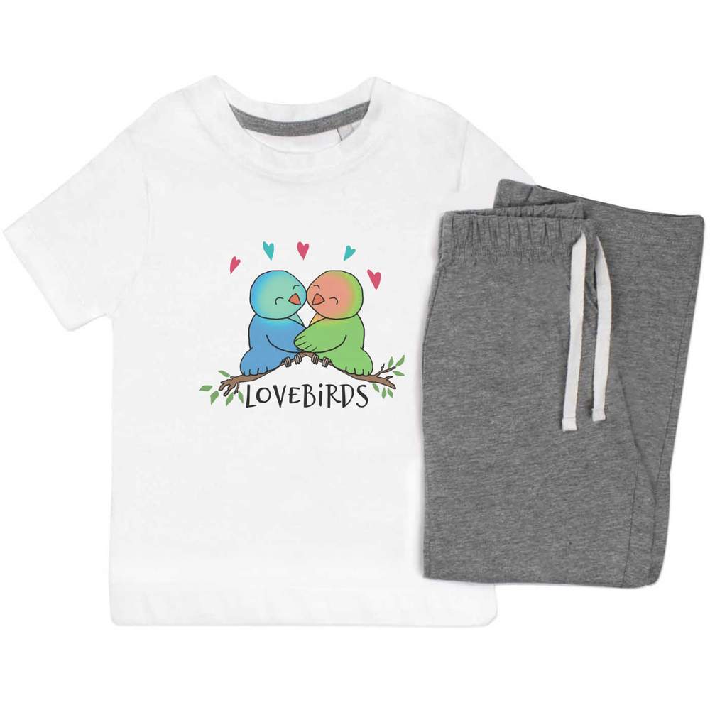 'Lovebirds Hugging' Kids Nightwear / Pyjama Set (KP052183)