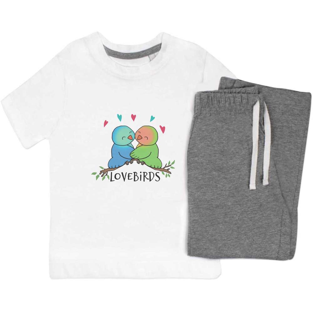 'Lovebirds Hugging' Kids Nightwear / Pyjama Set (KP052183)