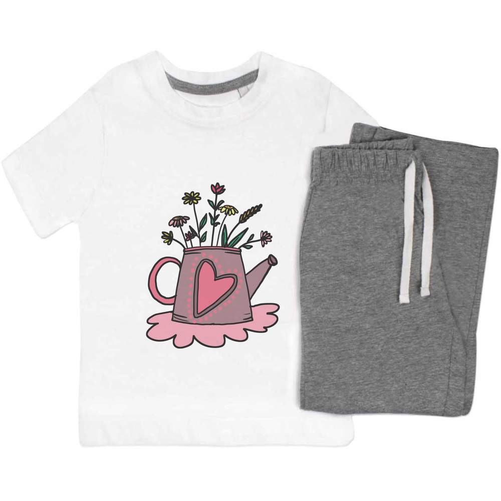 'Watering Can With Colourful Flowers' Kids Nightwear / Pyjama Set (KP052482)