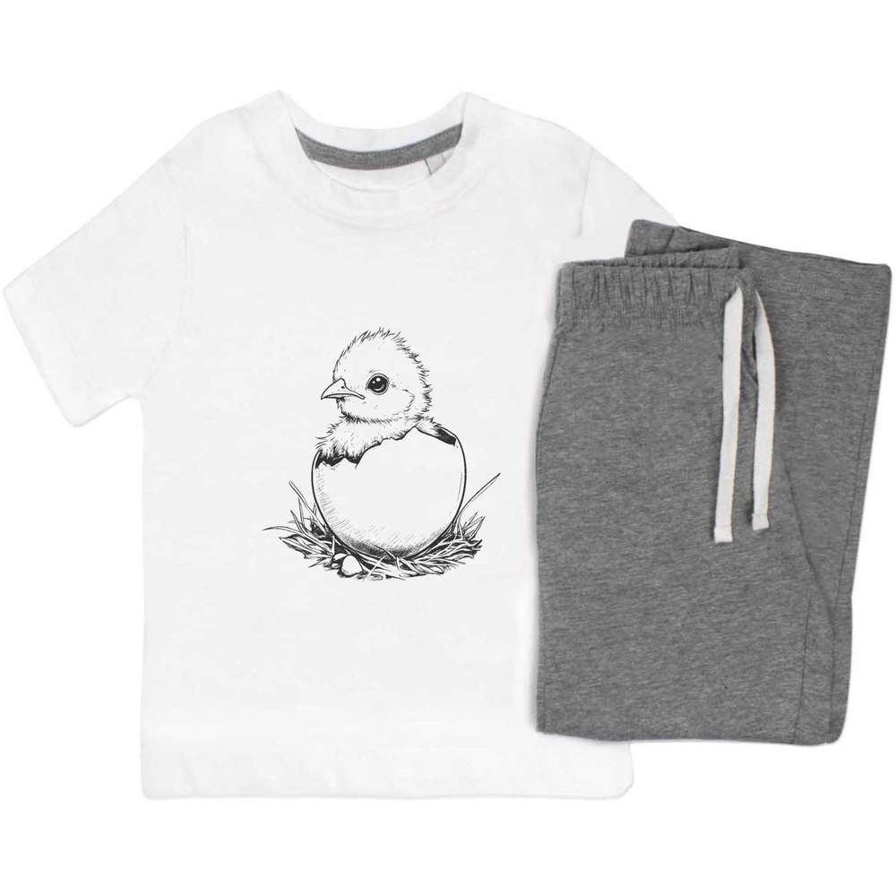 'Baby Chick Coming Out of Egg' Kids Nightwear / Pyjama Set (KP052953)