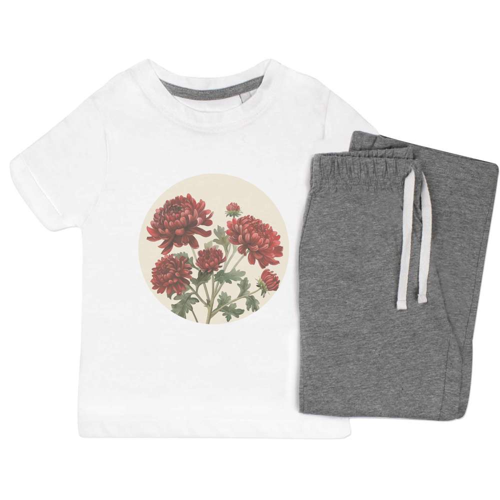 'Chrysanthemum Flowers' Kids Nightwear / Pyjama Set (KP053298)