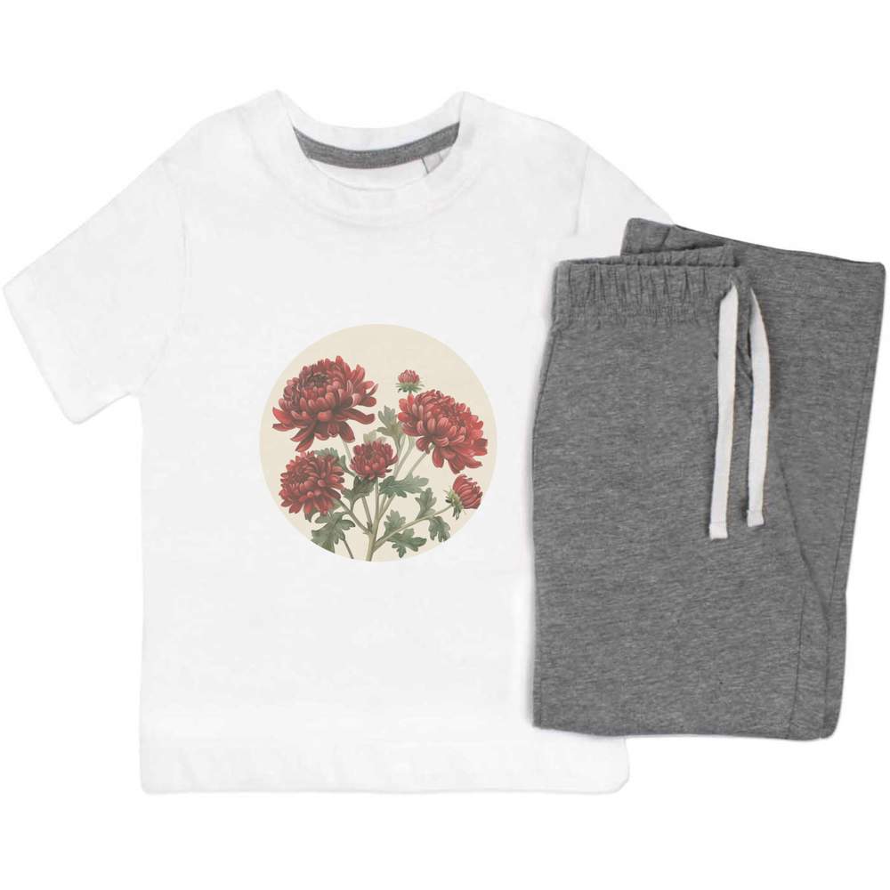 'Chrysanthemum Flowers' Kids Nightwear / Pyjama Set (KP053298)