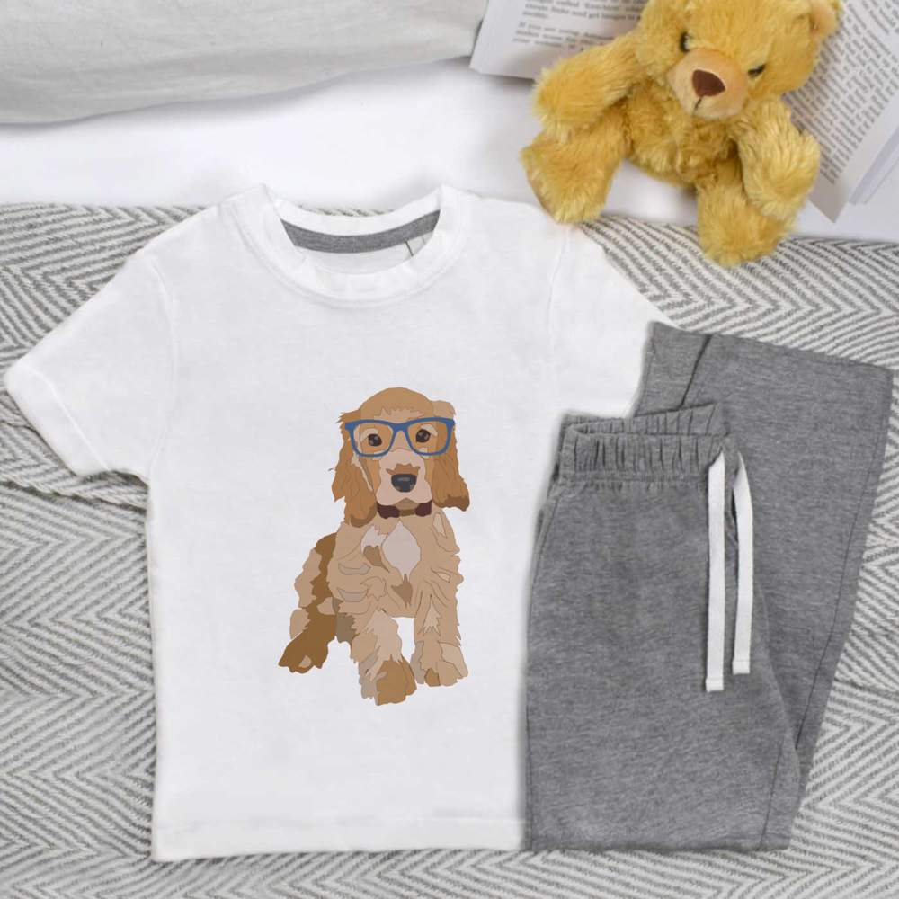 'Spaniel Puppy' Kids Nightwear / Pyjama Set (KP027559)