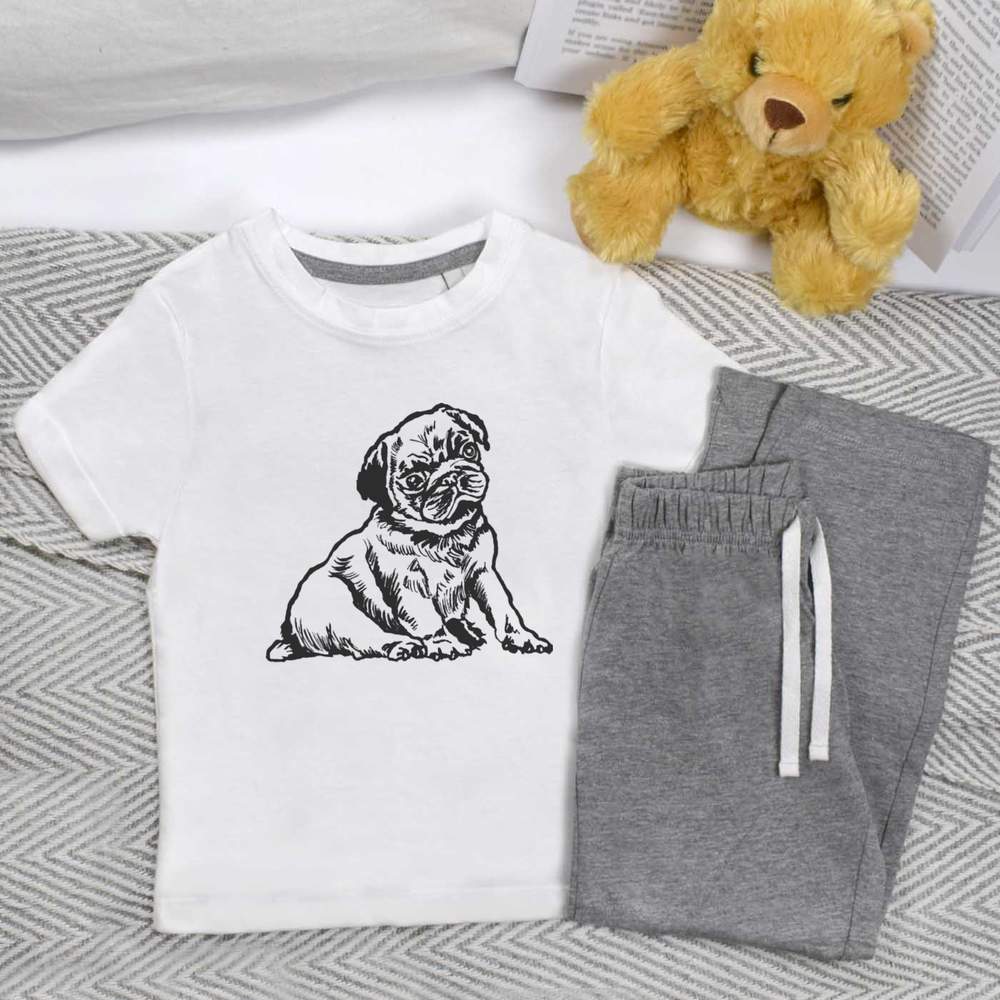 'Pug Puppy' Kids Nightwear / Pyjama Set (KP019699)