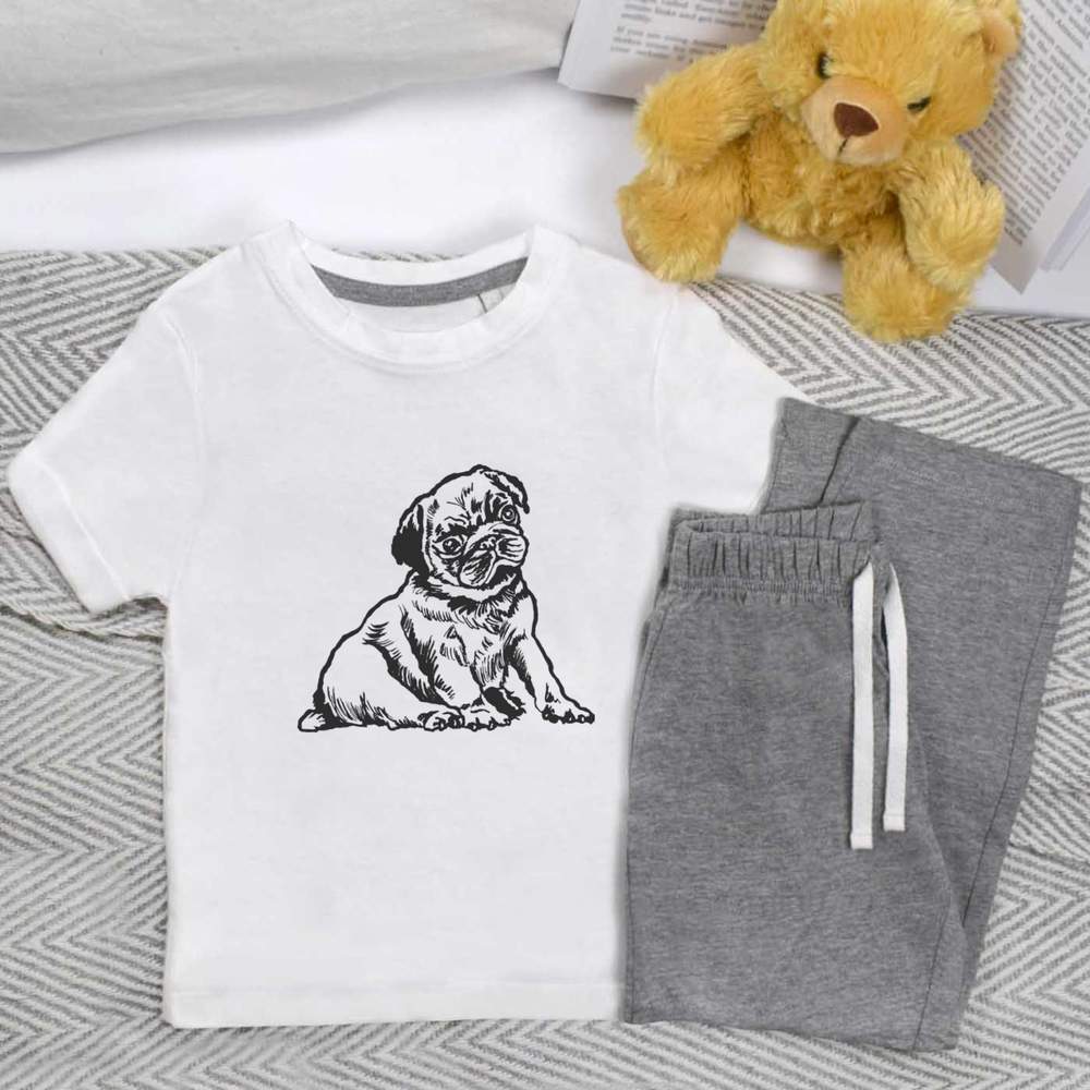 'Pug Puppy' Kids Nightwear / Pyjama Set (KP019699)