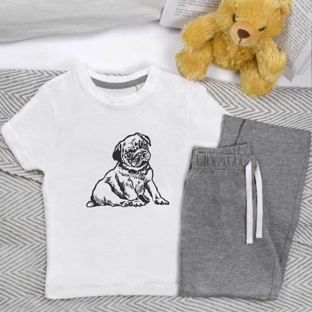 'Pug Puppy' Kids Nightwear / Pyjama Set (KP019699)