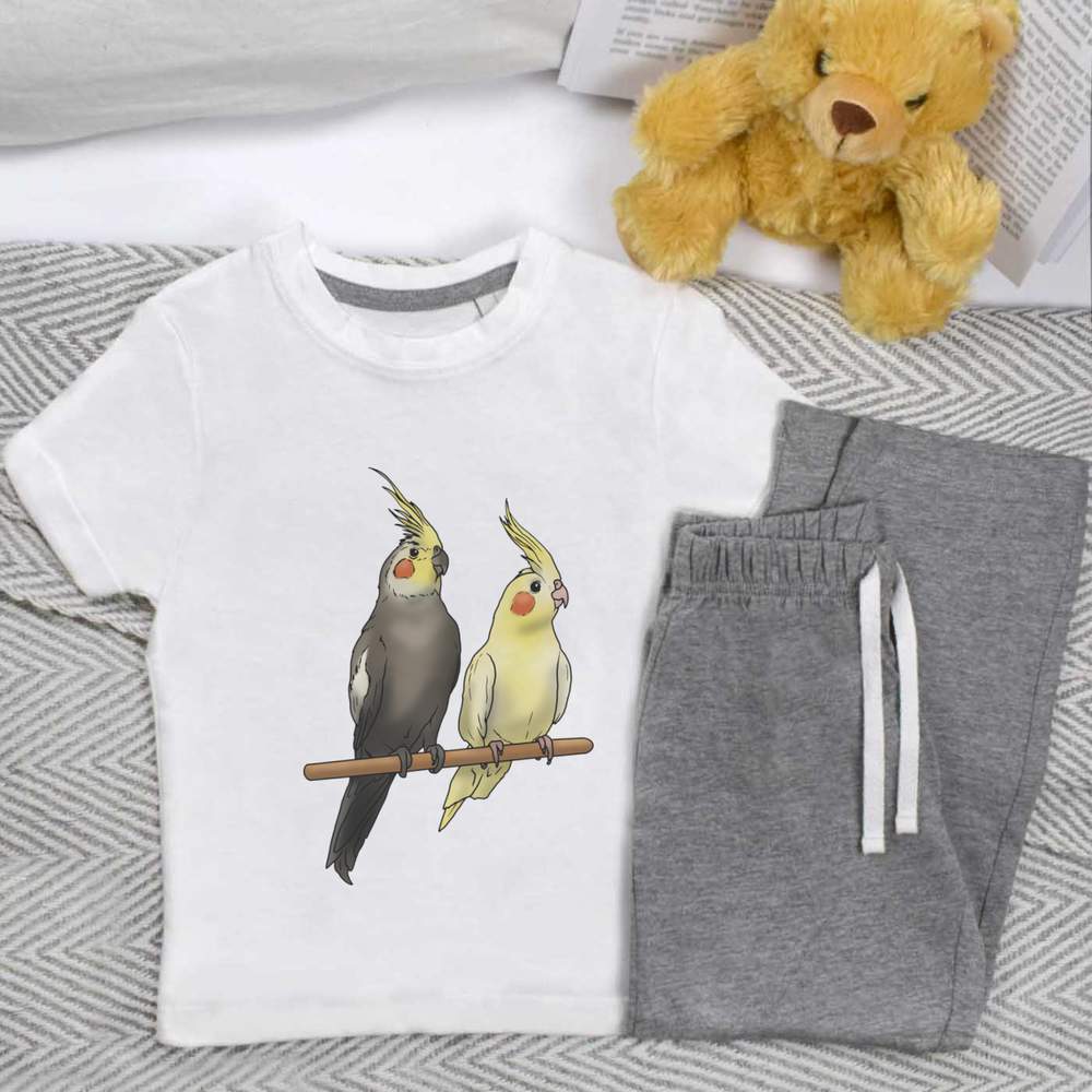 'Perched Cockatiels' Kids Nightwear / Pyjama Set (KP035515)