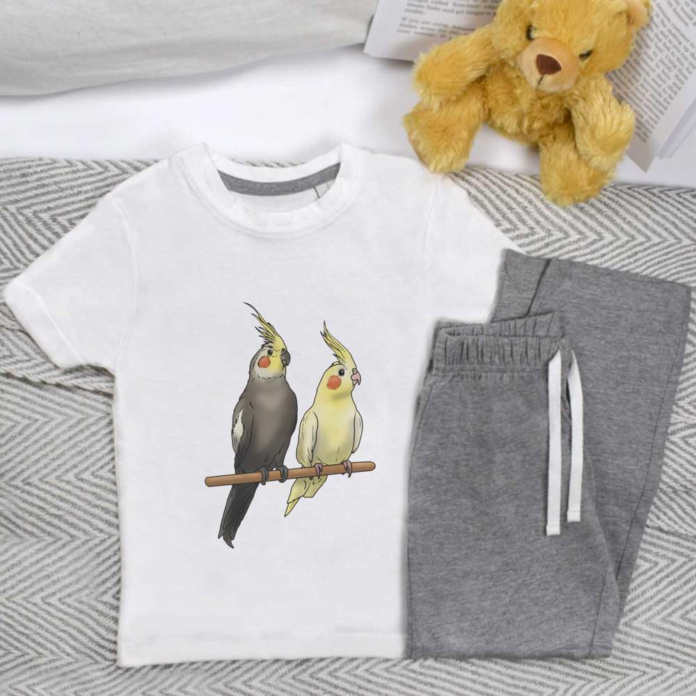 'Perched Cockatiels' Kids Nightwear / Pyjama Set (KP035515)
