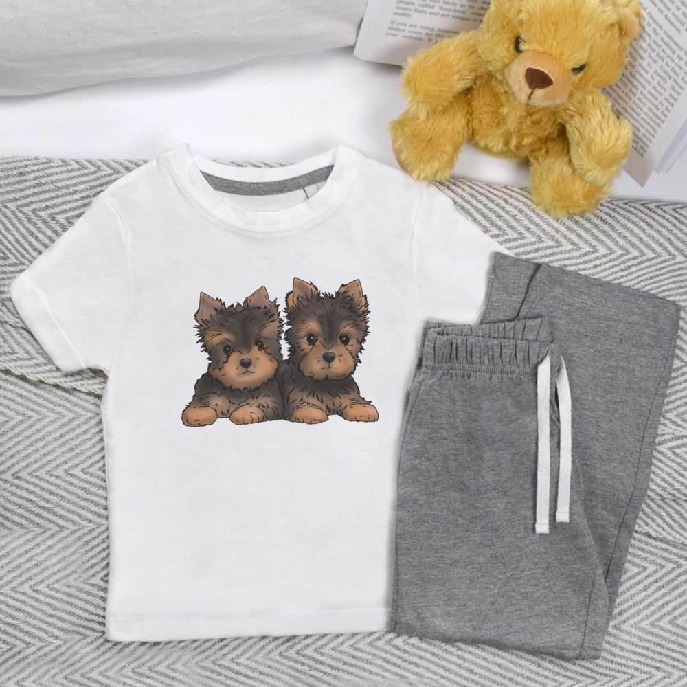'Yorkie Puppies' Kids Nightwear / Pyjama Set (KP037353)