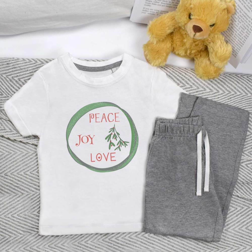 'Peace Joy Love' Kids Nightwear / Pyjama Set (KP042843)