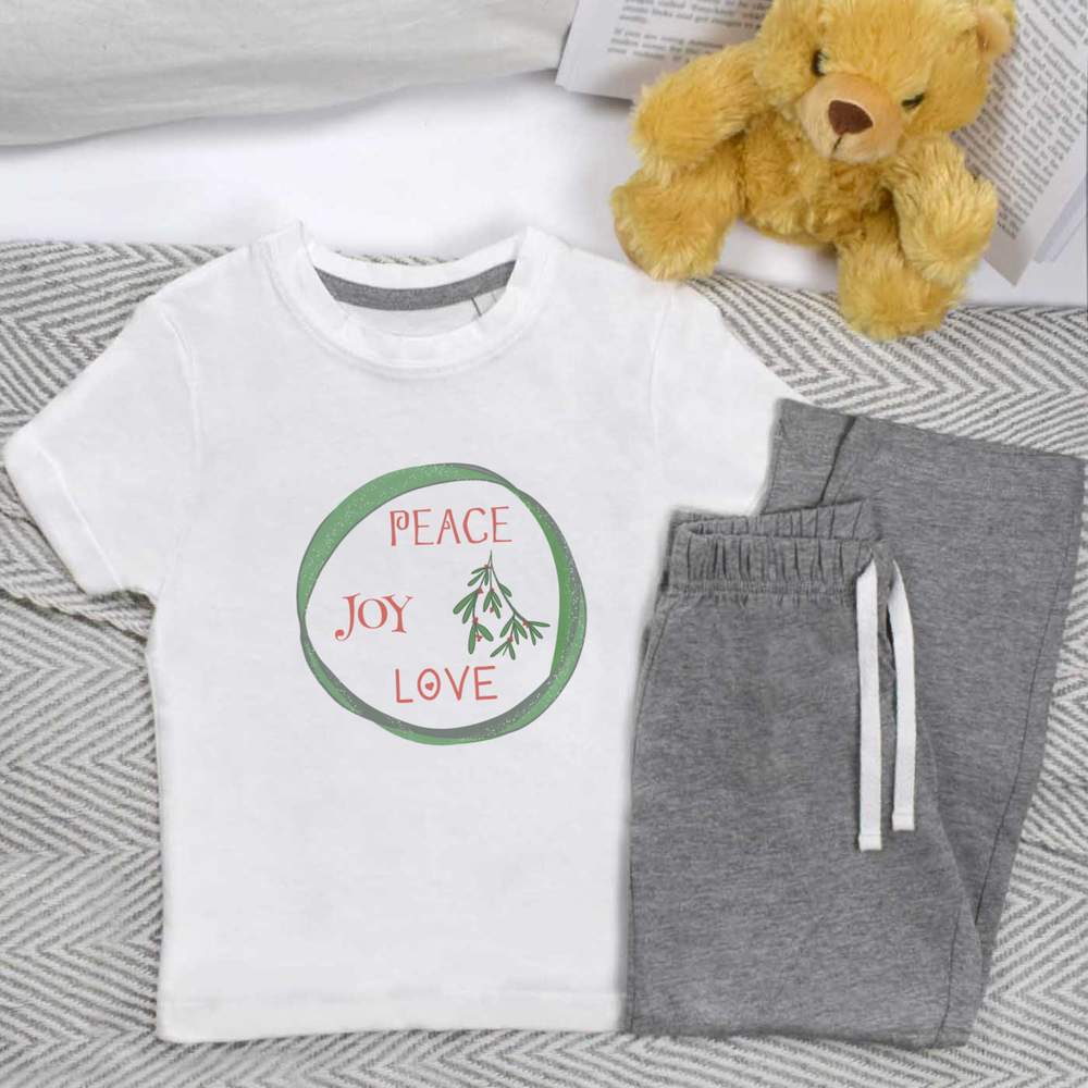 'Peace Joy Love' Kids Nightwear / Pyjama Set (KP042843)