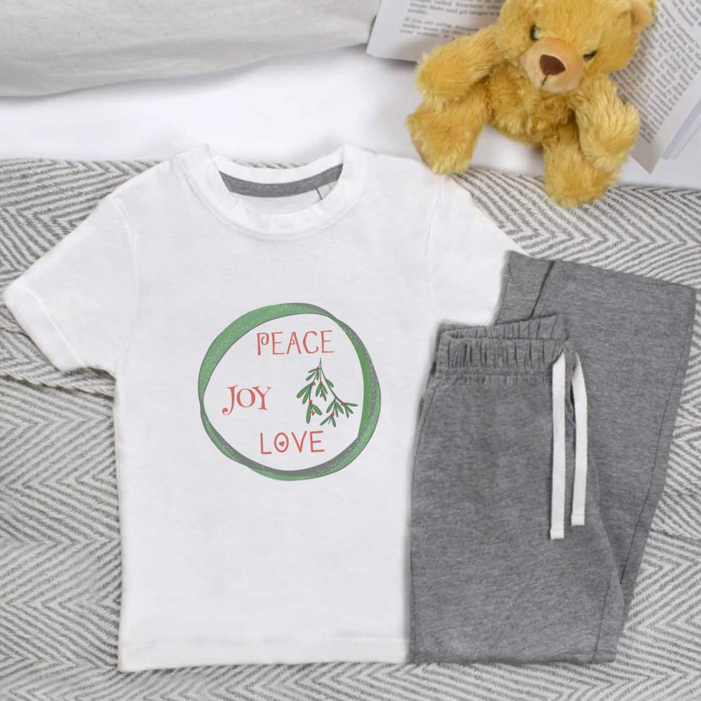 'Peace Joy Love' Kids Nightwear / Pyjama Set (KP042843)