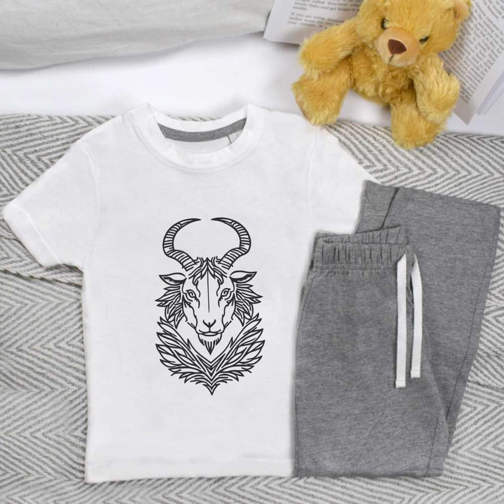 'Goat Motif' Kids Nightwear / Pyjama Set (KP043772)