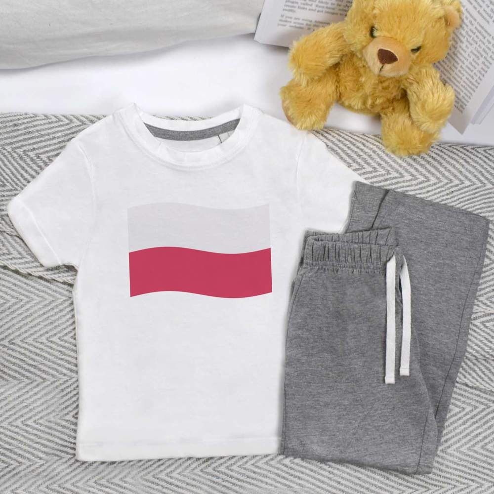 'Waving Polish Flag' Kids Nightwear / Pyjama Set (KP044257)