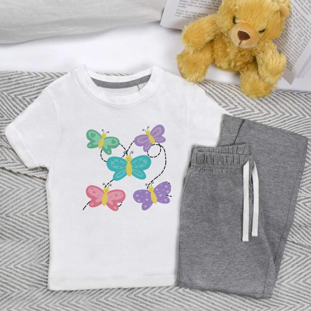 'Flight of Butterflies' Kids Nightwear / Pyjama Set (KP044864)