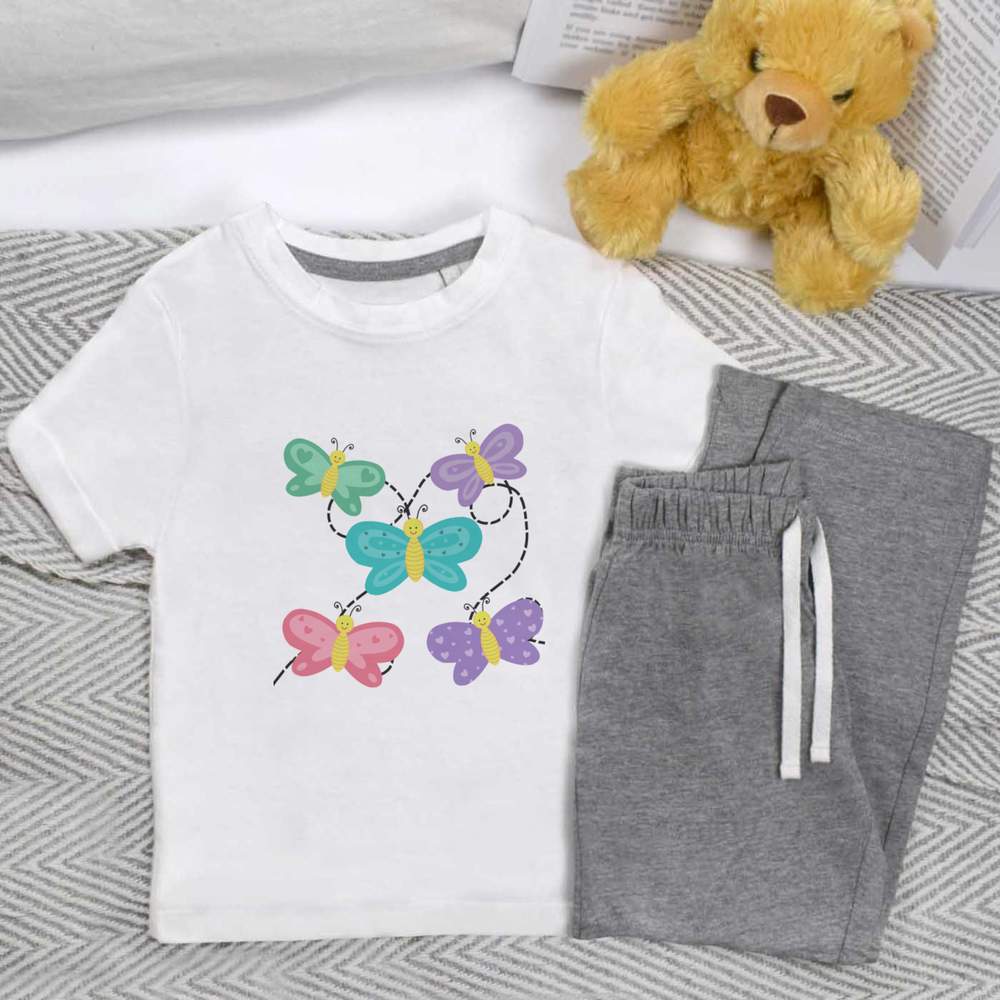 'Flight of Butterflies' Kids Nightwear / Pyjama Set (KP044864)