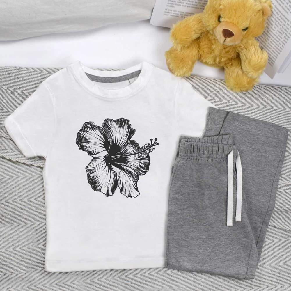 'Hibiscus Flower' Kids Nightwear / Pyjama Set (KP044988)