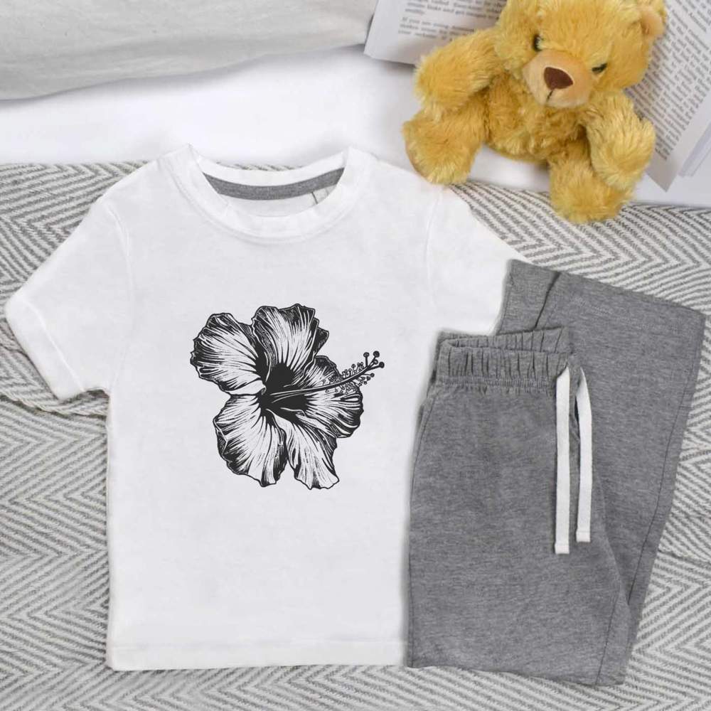 'Hibiscus Flower' Kids Nightwear / Pyjama Set (KP044988)