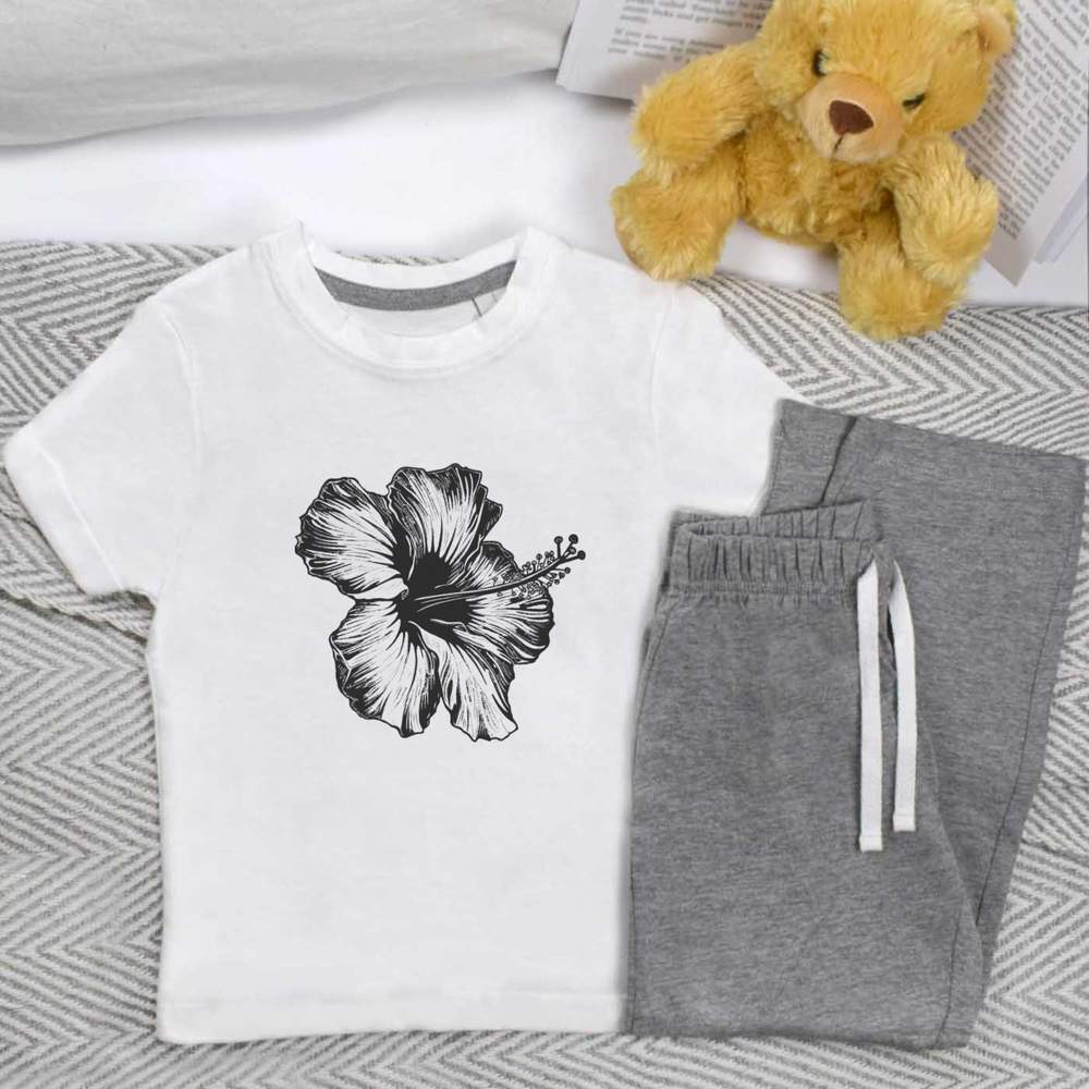 'Hibiscus Flower' Kids Nightwear / Pyjama Set (KP044988)
