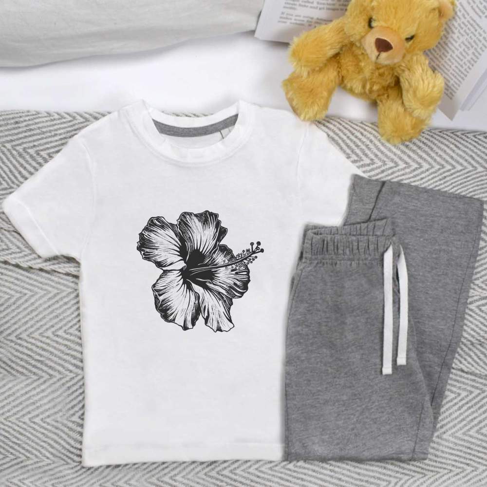 'Hibiscus Flower' Kids Nightwear / Pyjama Set (KP044988)