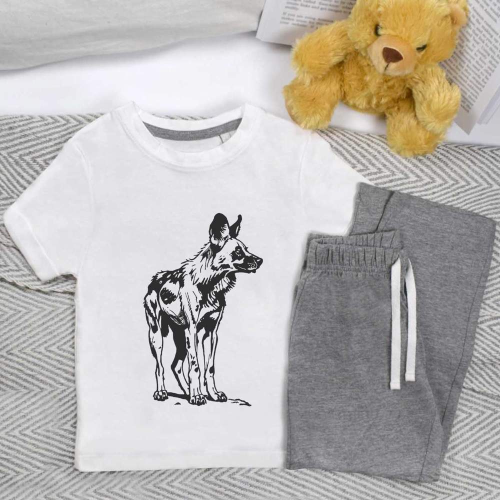 'African Wild Dog' Kids Nightwear / Pyjama Set (KP045985)