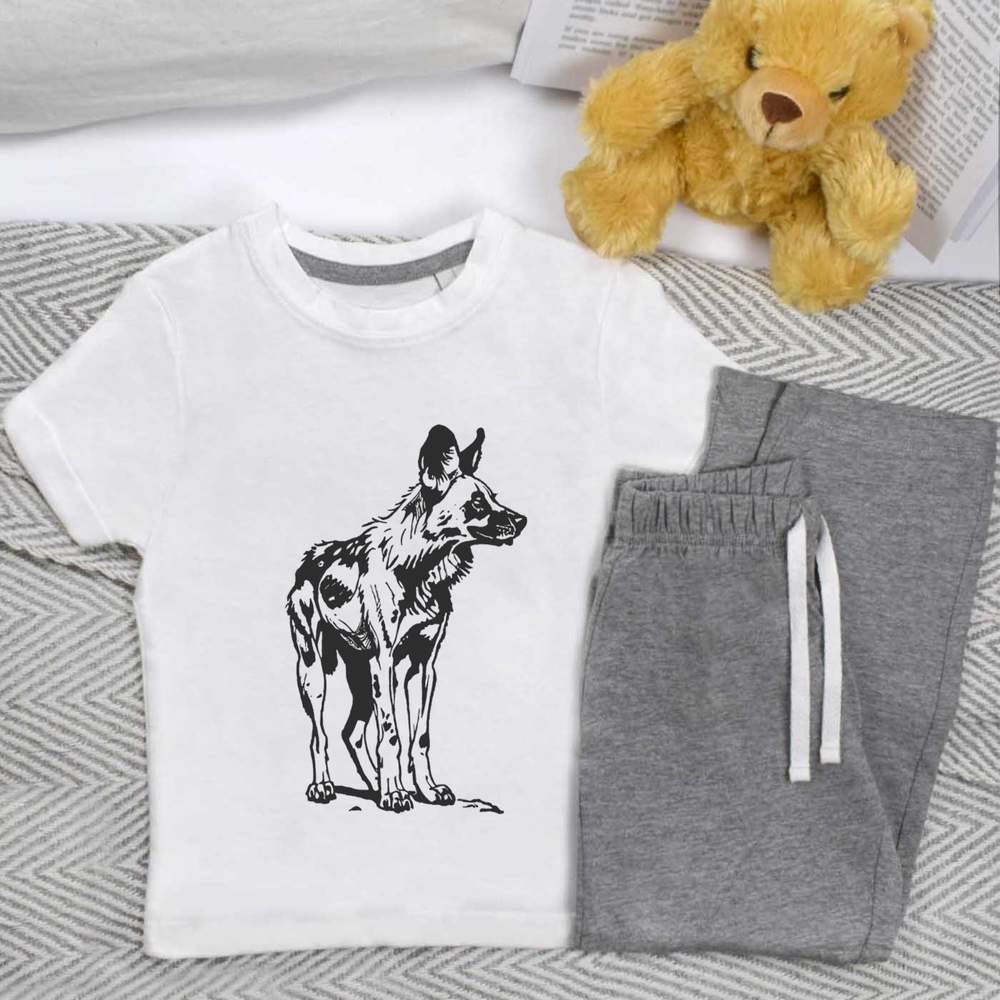 'African Wild Dog' Kids Nightwear / Pyjama Set (KP045985)