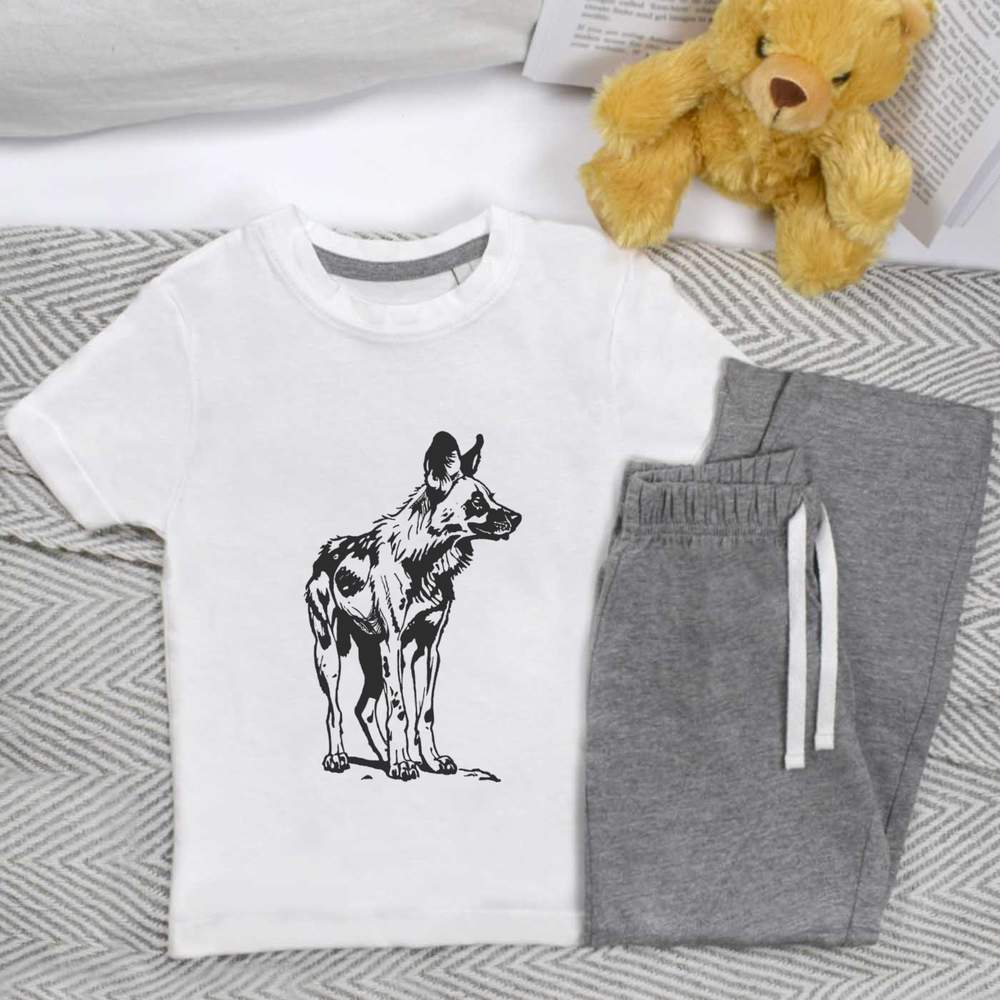 'African Wild Dog' Kids Nightwear / Pyjama Set (KP045985)