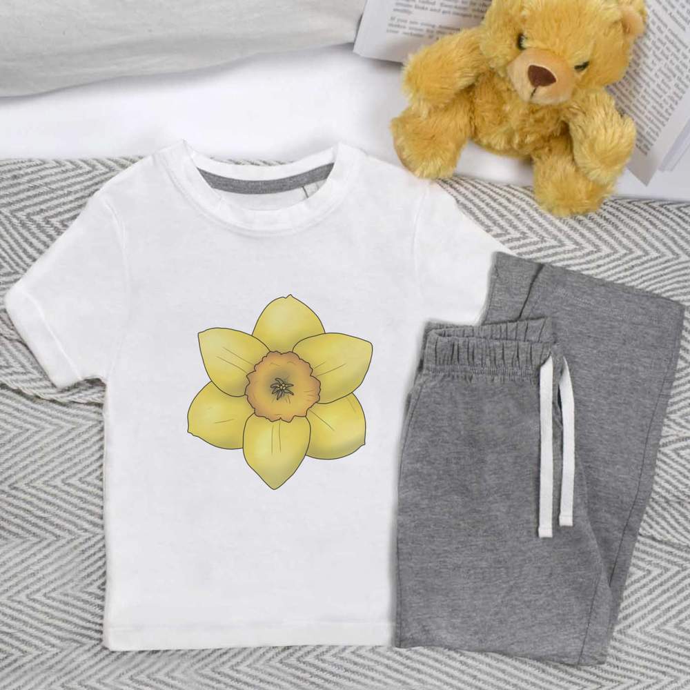 'Daffodil Flower Close Up' Kids Nightwear / Pyjama Set (KP046476)