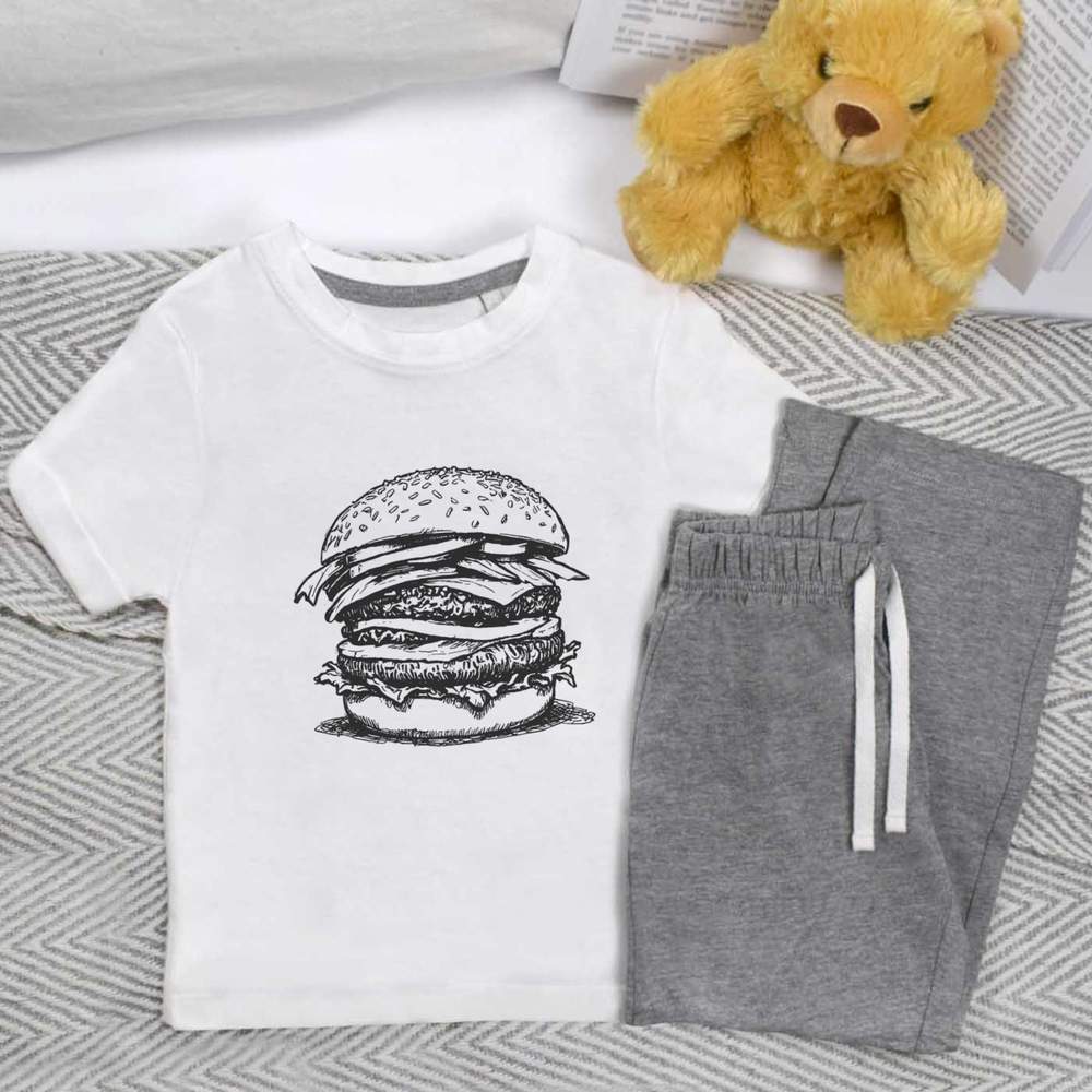 'Stacked Burger' Kids Nightwear / Pyjama Set (KP048534)