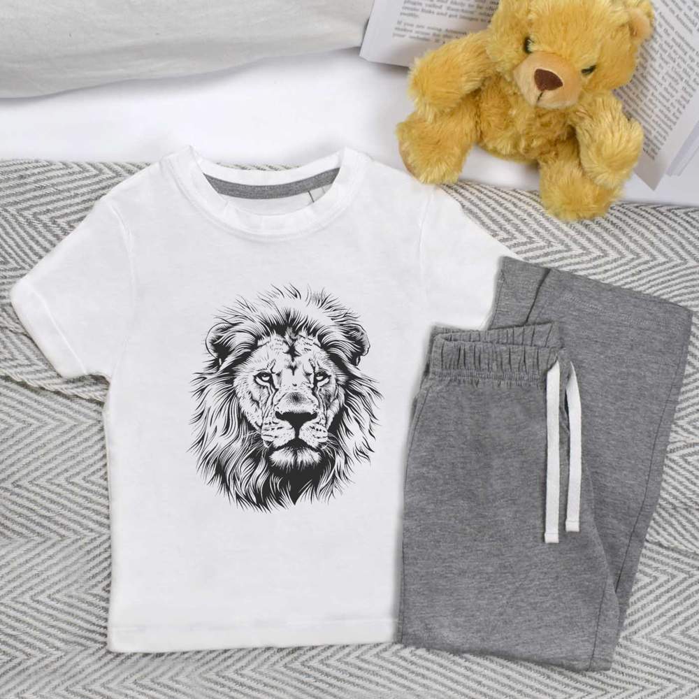 'Lion Portrait' Kids Nightwear / Pyjama Set (KP048922)