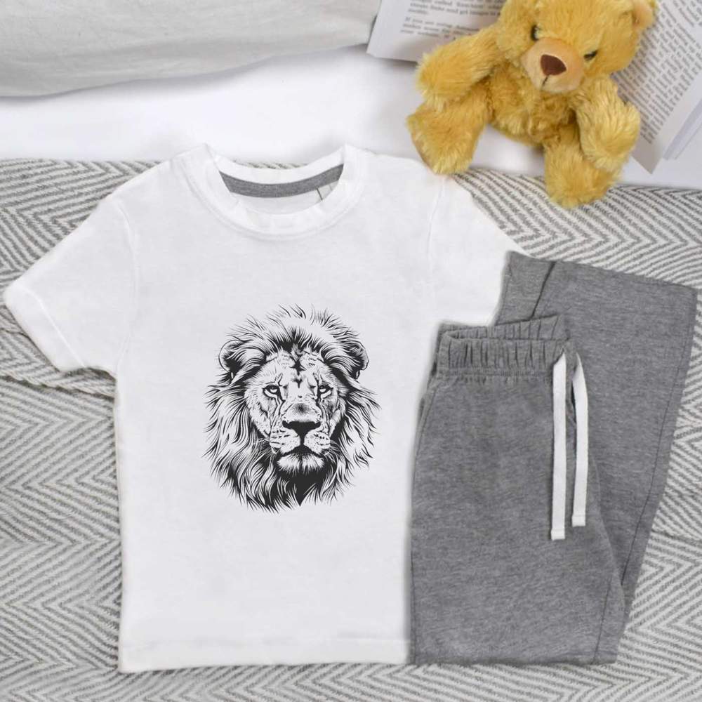 'Lion Portrait' Kids Nightwear / Pyjama Set (KP048922)