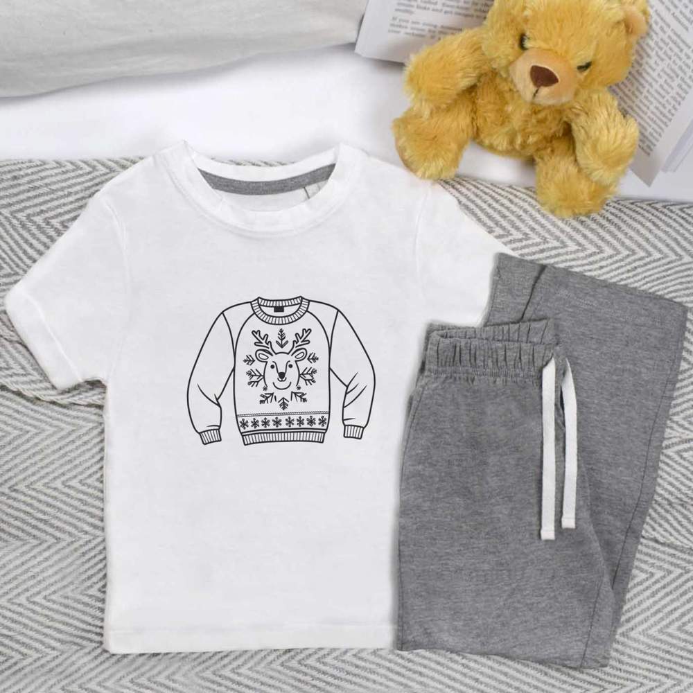 'Christmas Jumper' Kids Nightwear / Pyjama Set (KP049979)