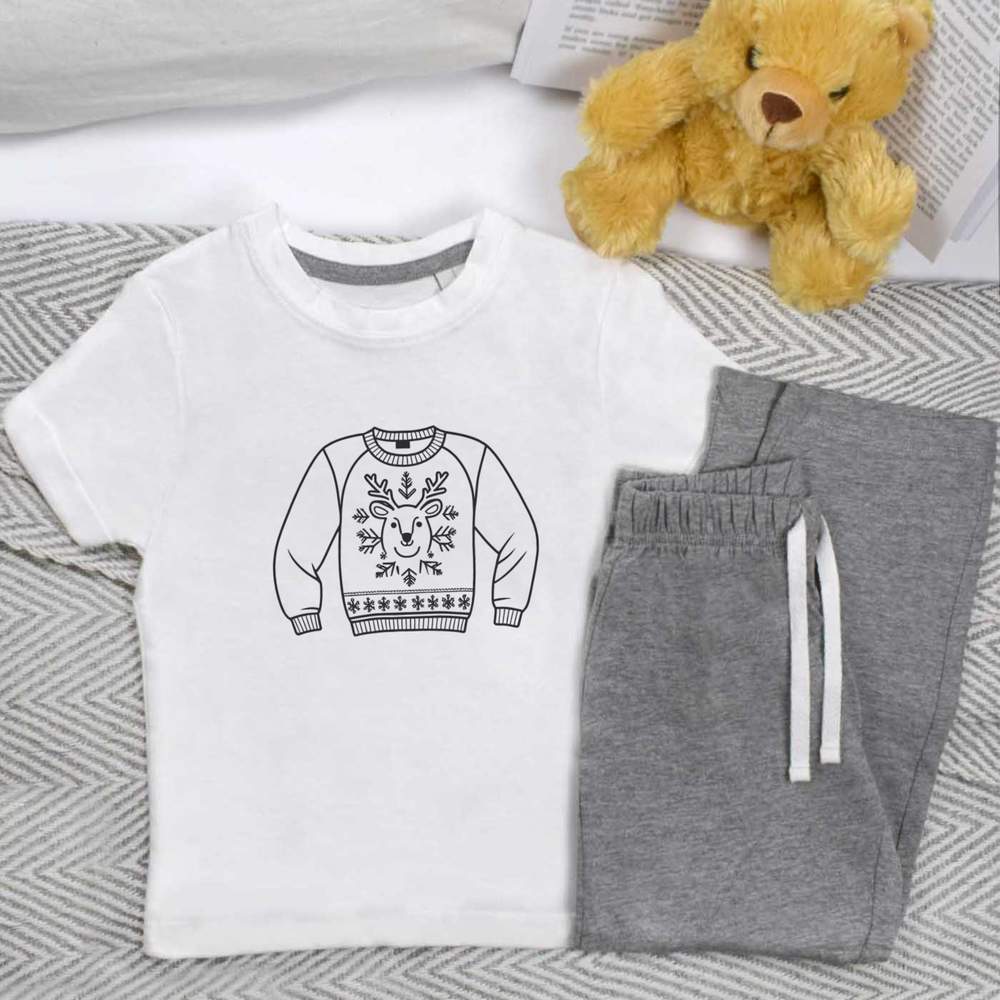 'Christmas Jumper' Kids Nightwear / Pyjama Set (KP049979)
