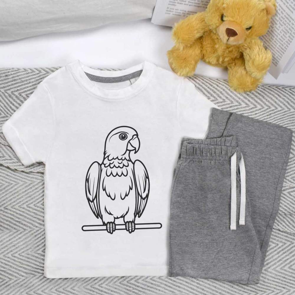 'Perched Parrot' Kids Nightwear / Pyjama Set (KP050050)