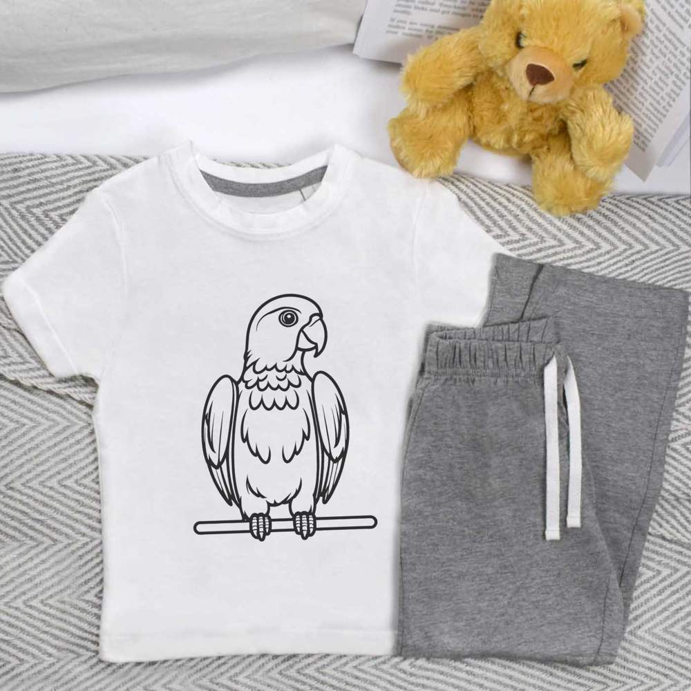 'Perched Parrot' Kids Nightwear / Pyjama Set (KP050050)